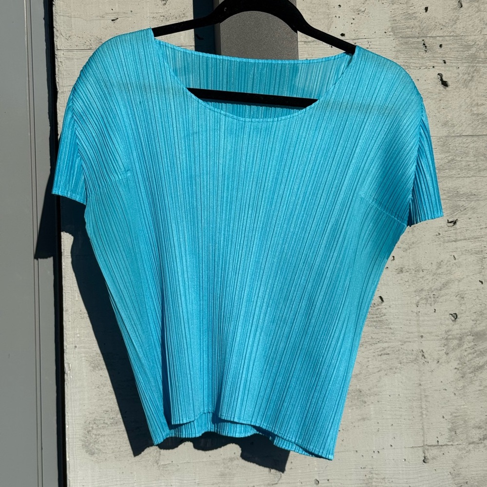Issey Miyake Pleats Please Blue Women's Top